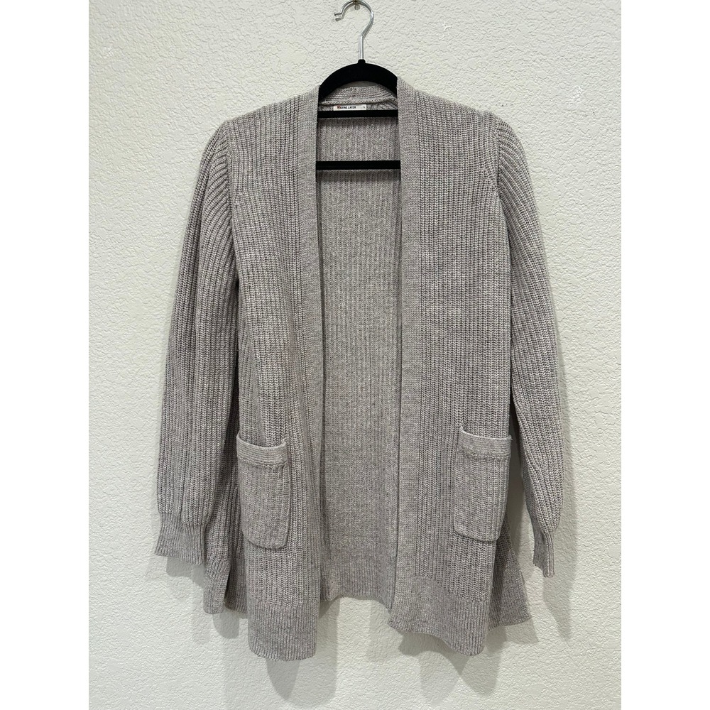 Marine Layer Women Ribbed Open Front Cardigan Sweater Beige Large Fall 2020